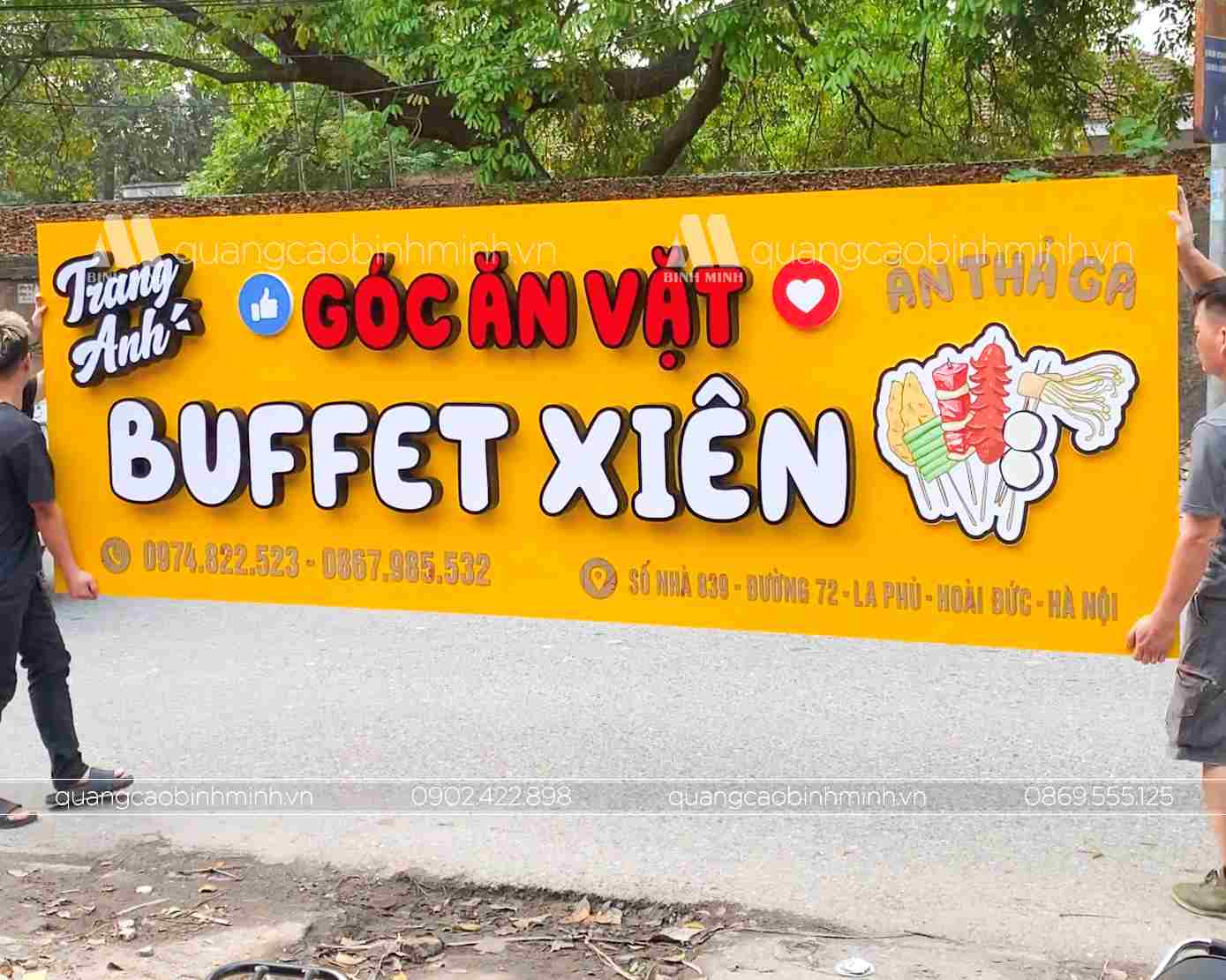 Thiet ke thi cong bien quang cao buffet xiên