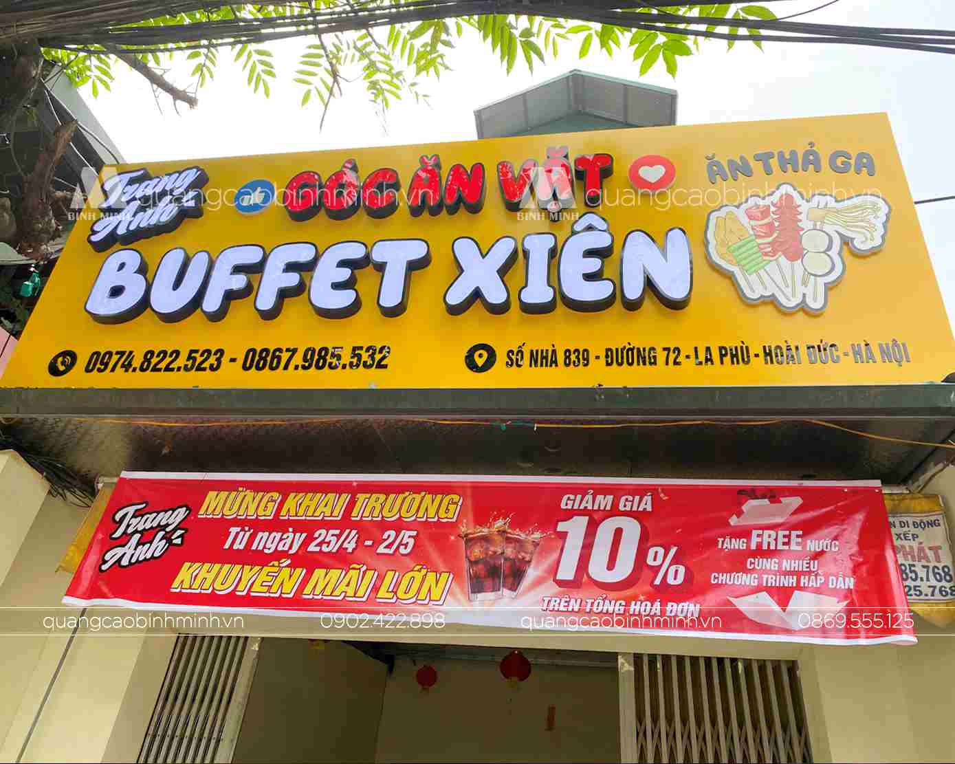 Thi công biển quảng cáo Buffet xiên – Góc ăn vặt