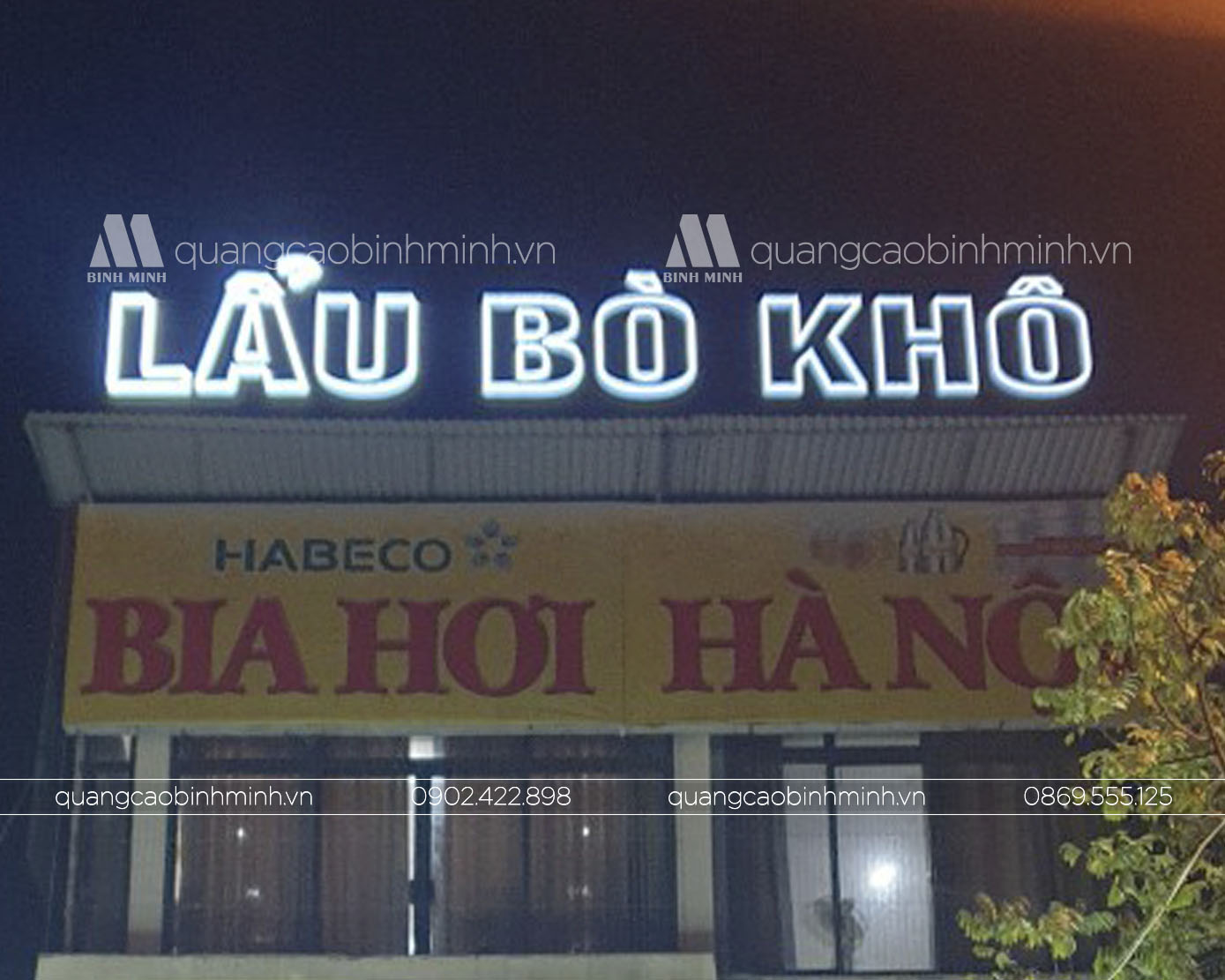 Biển quảng cáo nhà hàng Lẩu Bò Khô