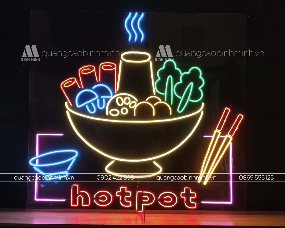 Mẫu biển led neon lẩu nướng nhà hàng