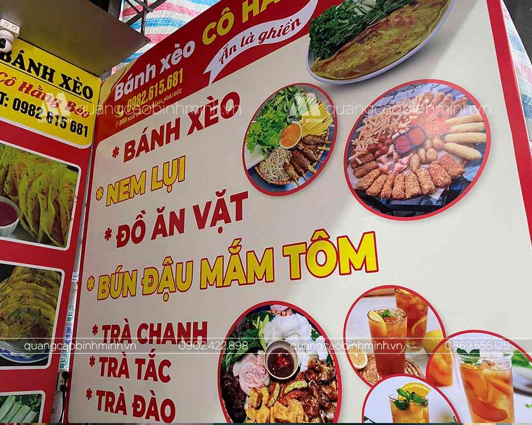 Biển bánh xèo đế ghi